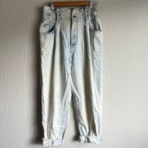 Levi’s silver tan early 90s paper bag style acid wash jeans.